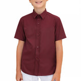 Lilax Boys Classic Short Sleeve Button Down Casual Solid Dress Shirt