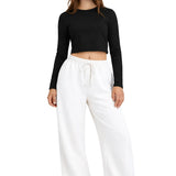 Lilax Girls' Long Sleeve Crop Top – Soft Cotton, 4-Way Stretch, Breathable Everyday Tee