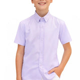 Lilax Boys Classic Short Sleeve Button Down Casual Solid Dress Shirt