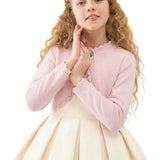 Little Girls' Knit Long Sleeve Button Closure Bolero Cardigan Shrug