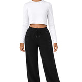 Lilax Girls' Long Sleeve Crop Top – Soft Cotton, 4-Way Stretch, Breathable Everyday Tee