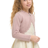 Little Girls' Knit Long Sleeve Button Closure Bolero Cardigan Shrug