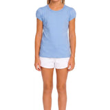 Girls' Basic Short Puff Sleeve Round Neck Cotton T-Shirt
