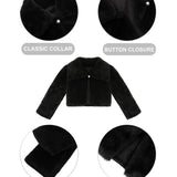 Girls Faux Fur Bolero Oversized Collar Jacket