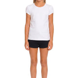 Girls' Basic Short Puff Sleeve Round Neck Cotton T-Shirt