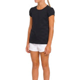 Girls' Basic Short Puff Sleeve Round Neck Cotton T-Shirt