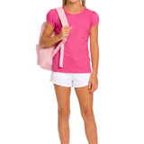 Girls' Basic Short Puff Sleeve Round Neck Cotton T-Shirt