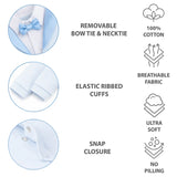Baby Boy Tuxedo Romper Suit | Bow Tie & Necktie | 100% Cotton Footed Coverall