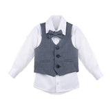 Boys Formal Suit 4 Piece Vest, Pants and Tie Dresswear Suit Set