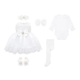 Newborn 6-Piece Lace & Tulle Princess Dress Set