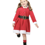 Girls Christmas Santa Sparkle Hood Red Dress