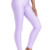 Girls Shiny High Waisted Leggings – Dance & Gymnastics Stretch Tights