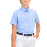 Lilax Boys Classic Short Sleeve Button Down Casual Solid Dress Shirt