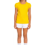 Girls' Basic Short Puff Sleeve Round Neck Cotton T-Shirt