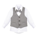 Boys Formal Suit 4 Piece Vest, Pants and Tie Dresswear Suit Set