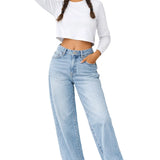 Lilax Girls' Long Sleeve Crop Top – Soft Cotton, 4-Way Stretch, Breathable Everyday Tee
