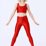 Girls Shiny High Waisted Leggings – Dance & Gymnastics Stretch Tights