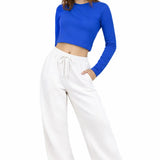 Lilax Girls' Long Sleeve Crop Top – Soft Cotton, 4-Way Stretch, Breathable Everyday Tee