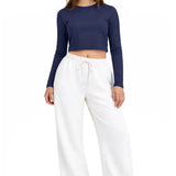 Lilax Girls' Long Sleeve Crop Top – Soft Cotton, 4-Way Stretch, Breathable Everyday Tee