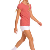 Girls' Basic Short Puff Sleeve Round Neck Cotton T-Shirt