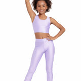 Girls Shiny High Waisted Leggings – Dance & Gymnastics Stretch Tights