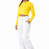 Lilax Girls' Long Sleeve Crop Top – Soft Cotton, 4-Way Stretch, Breathable Everyday Tee