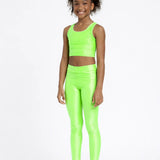 Girls Shiny High Waisted Leggings – Dance & Gymnastics Stretch Tights