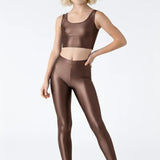 Girls Shiny High Waisted Leggings – Dance & Gymnastics Stretch Tights