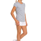 Girls' Basic Short Puff Sleeve Round Neck Cotton T-Shirt