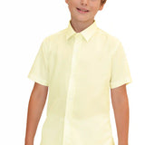 Lilax Boys Classic Short Sleeve Button Down Casual Solid Dress Shirt