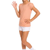 Girls' Basic Short Puff Sleeve Round Neck Cotton T-Shirt