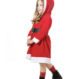 Girls Christmas Santa Sparkle Hood Red Dress