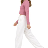 Lilax Girls' Long Sleeve Crop Top – Soft Cotton, 4-Way Stretch, Breathable Everyday Tee