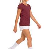 Girls' Basic Short Puff Sleeve Round Neck Cotton T-Shirt