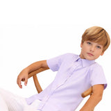 Lilax Boys Classic Short Sleeve Button Down Casual Solid Dress Shirt