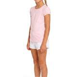 Girls' Basic Short Puff Sleeve Round Neck Cotton T-Shirt