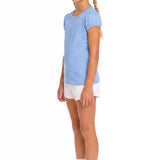 Girls' Basic Short Puff Sleeve Round Neck Cotton T-Shirt