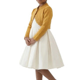 Little Girls' Knit Long Sleeve Button Closure Bolero Cardigan Shrug