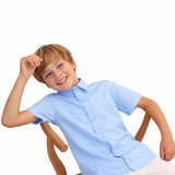 Lilax Boys Classic Short Sleeve Button Down Casual Solid Dress Shirt