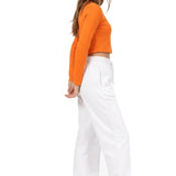 Lilax Girls' Long Sleeve Crop Top – Soft Cotton, 4-Way Stretch, Breathable Everyday Tee