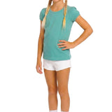 Girls' Basic Short Puff Sleeve Round Neck Cotton T-Shirt
