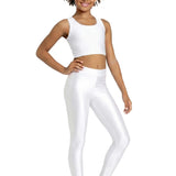 Girls Shiny High Waisted Leggings – Dance & Gymnastics Stretch Tights