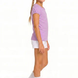 Girls' Basic Short Puff Sleeve Round Neck Cotton T-Shirt