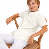 Lilax Boys Classic Short Sleeve Button Down Casual Solid Dress Shirt
