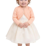 Little Girls' Knit Long Sleeve Button Closure Bolero Cardigan Shrug