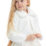 Girls Faux Fur Shrug Jacket Tied Ribbon Cozy Bolero