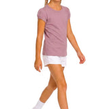 Girls' Basic Short Puff Sleeve Round Neck Cotton T-Shirt