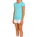 Girls' Basic Short Puff Sleeve Round Neck Cotton T-Shirt