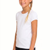 Girls' Basic Short Puff Sleeve Round Neck Cotton T-Shirt