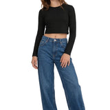 Lilax Girls' Long Sleeve Crop Top – Soft Cotton, 4-Way Stretch, Breathable Everyday Tee